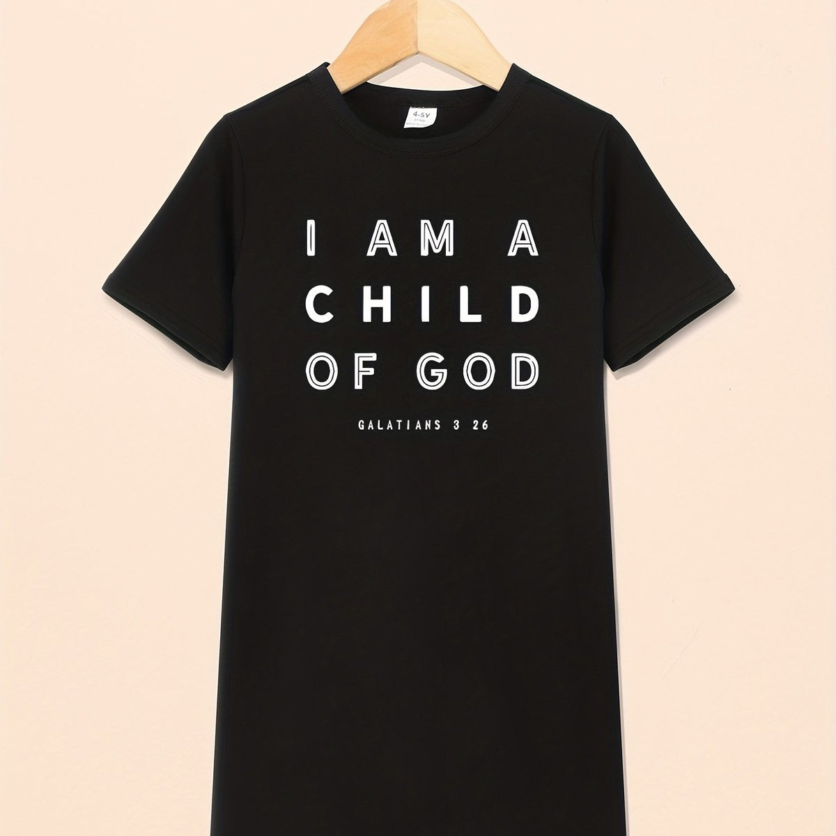 Toddler Girls Crew Neck I'm Child Of God Print T Shirt Dress Kids Summer Clothes