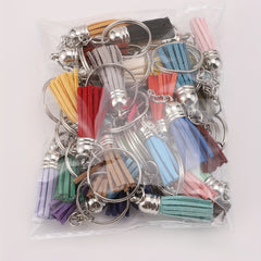 32pcs Candy Tassel Keychain Leather Key Ring Bag Charm Birthday Party Favors
