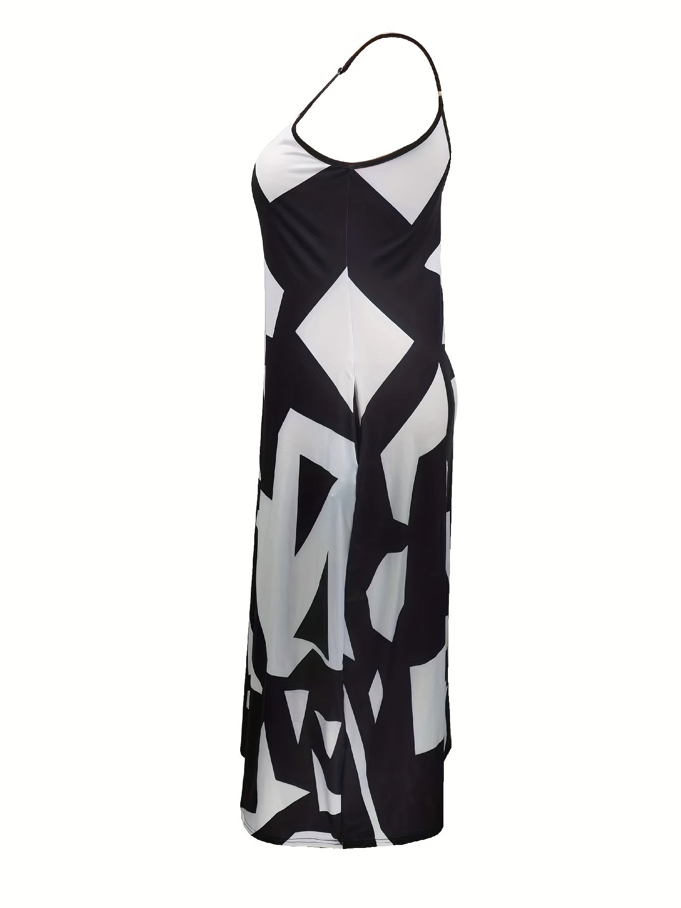  Colorblock Geo Print Maxi Cami Dress