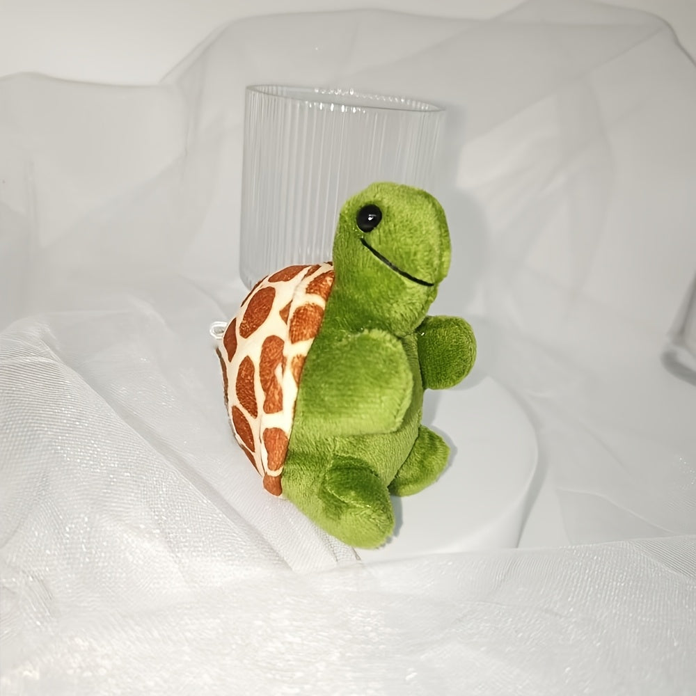 Cute Plush Tortoise Keychain Soft Green Shell Orange Patterns Backpack Accessory