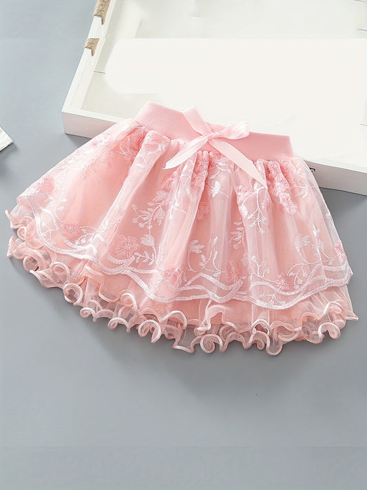 Girls Princess Bow Front Tulle Tutu Skirts Ballet Dance Party Skirt