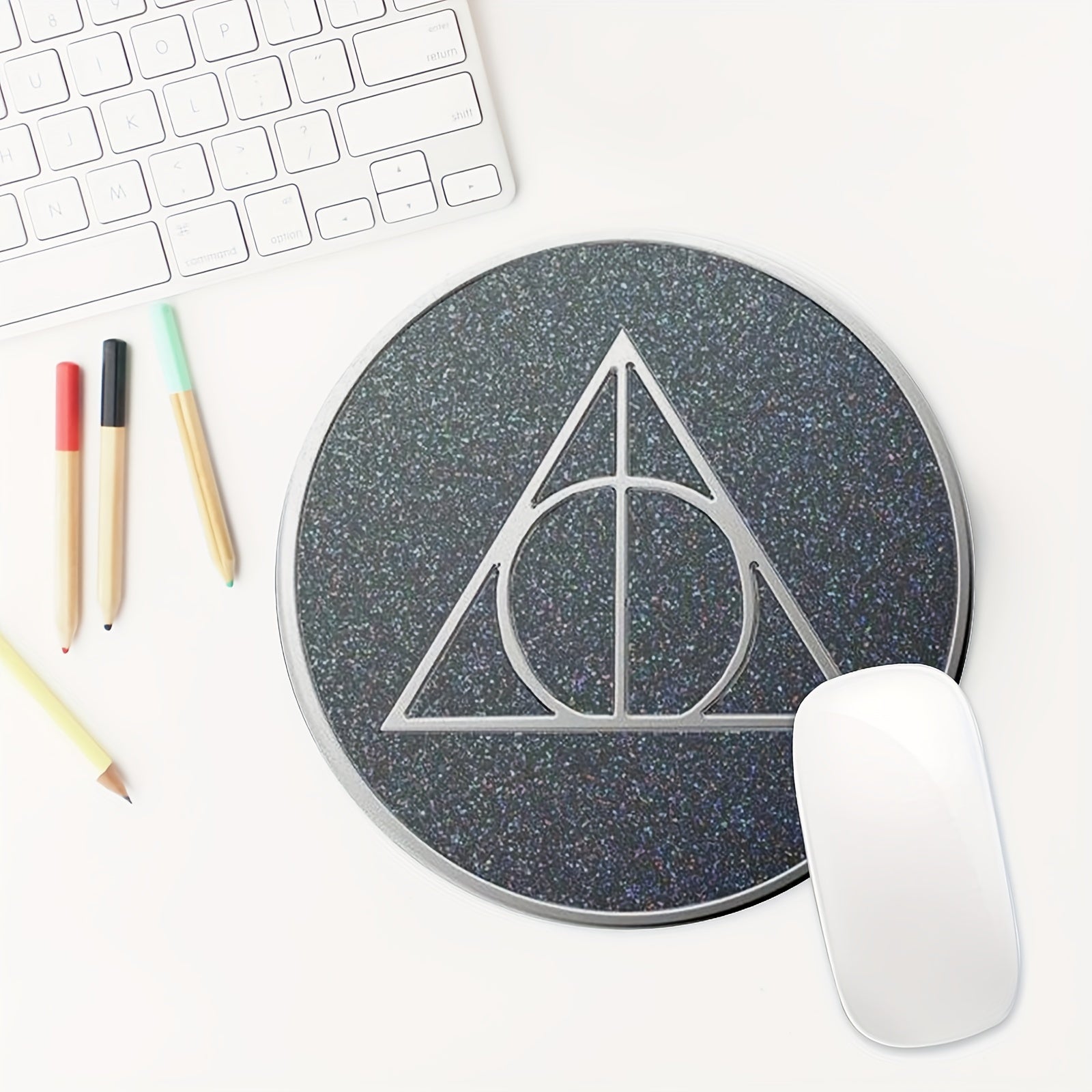 Round Mouse Pad 20cmx20cm Non Slip Rubber Base Washable