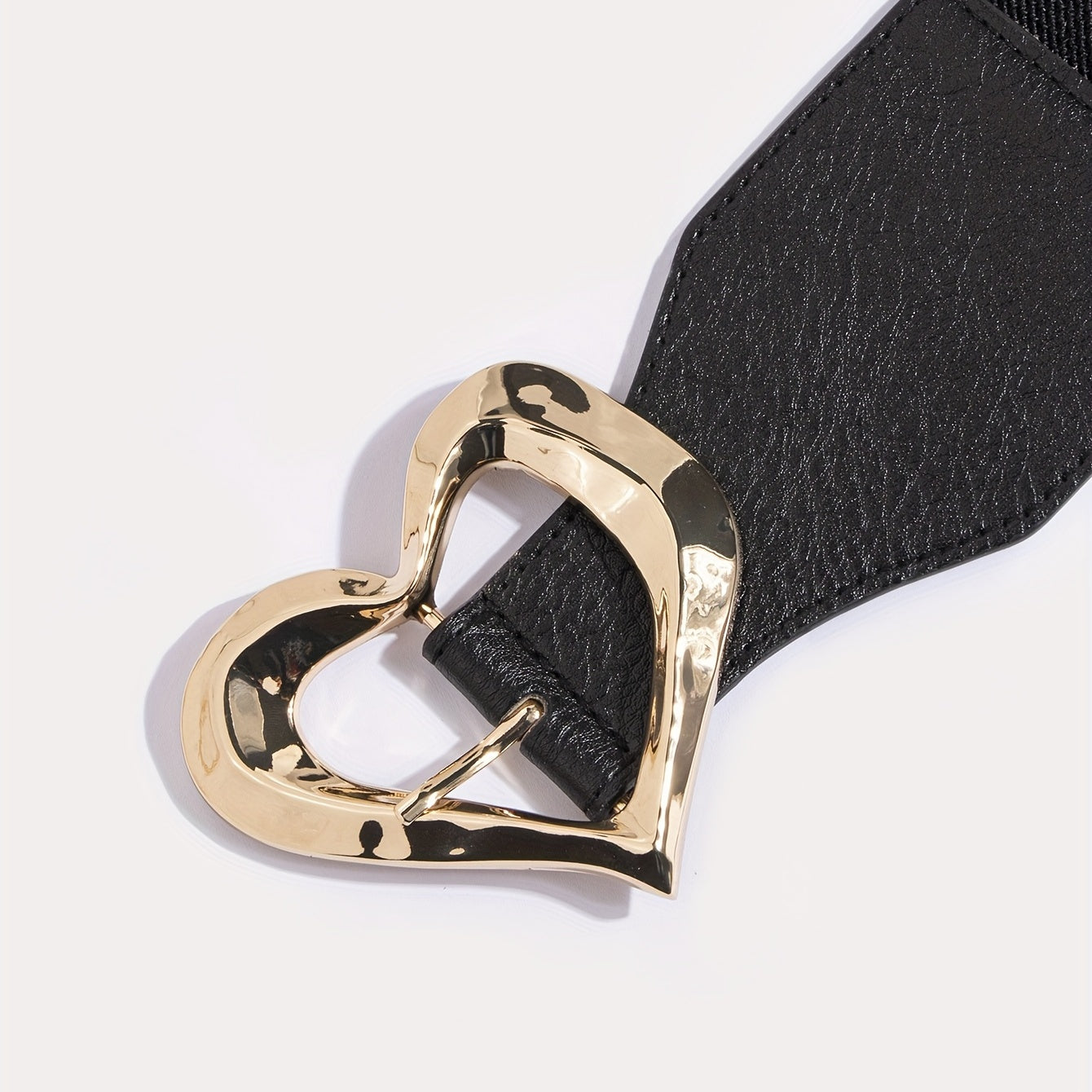 Heart Buckle Elastic Wide Belt Solid Waistband Women Decorative Girdle