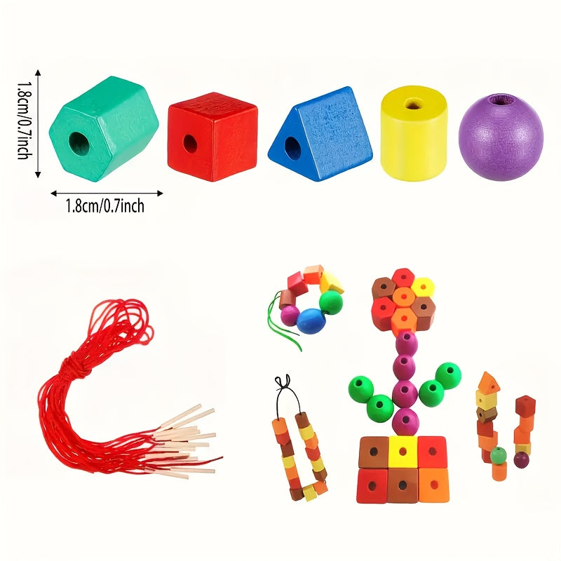 Educational Beaded Toys Set with Threading Cord