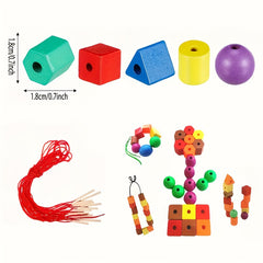 Educational Beaded Toys Set with Threading Cord