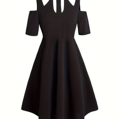  Cold Shoulder Round Neck Dress