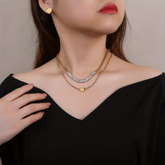 Stainless Steel Love Pendant Autumn Winter Square Jewelry Set