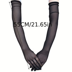 Elastic Mesh Breathable Long Gloves for Women