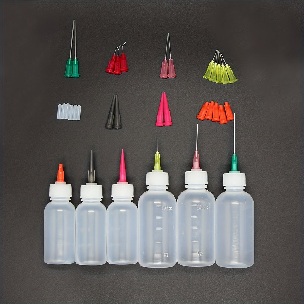 6pcs 30ml 50ml Needle Glue Squeeze Bottle Fine Tip Liquid Acrylic Pa
