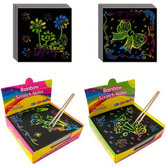 Rainbow Scratch Note Art Kit - Unleash Hidden Designs with Vibrant Colors