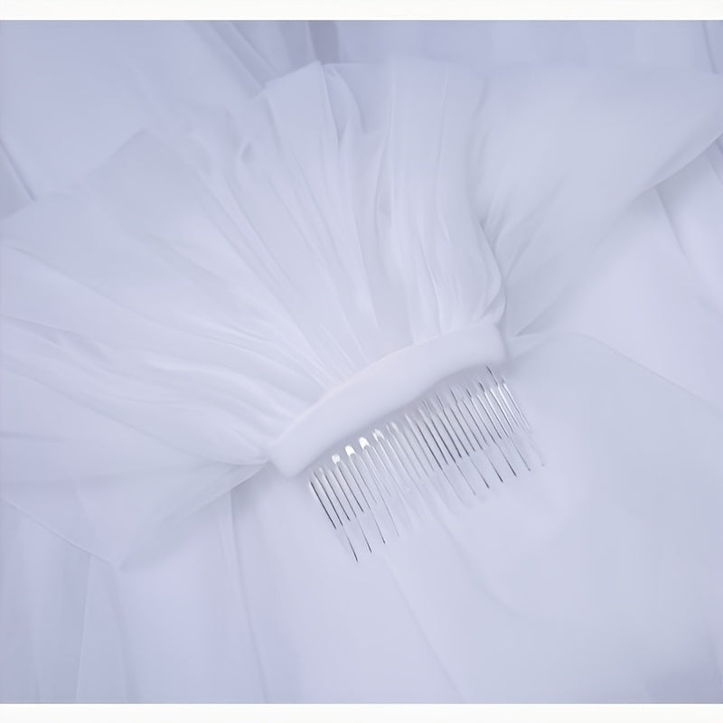 2 Tier Short Floral Lace Bridal Veil for Brides