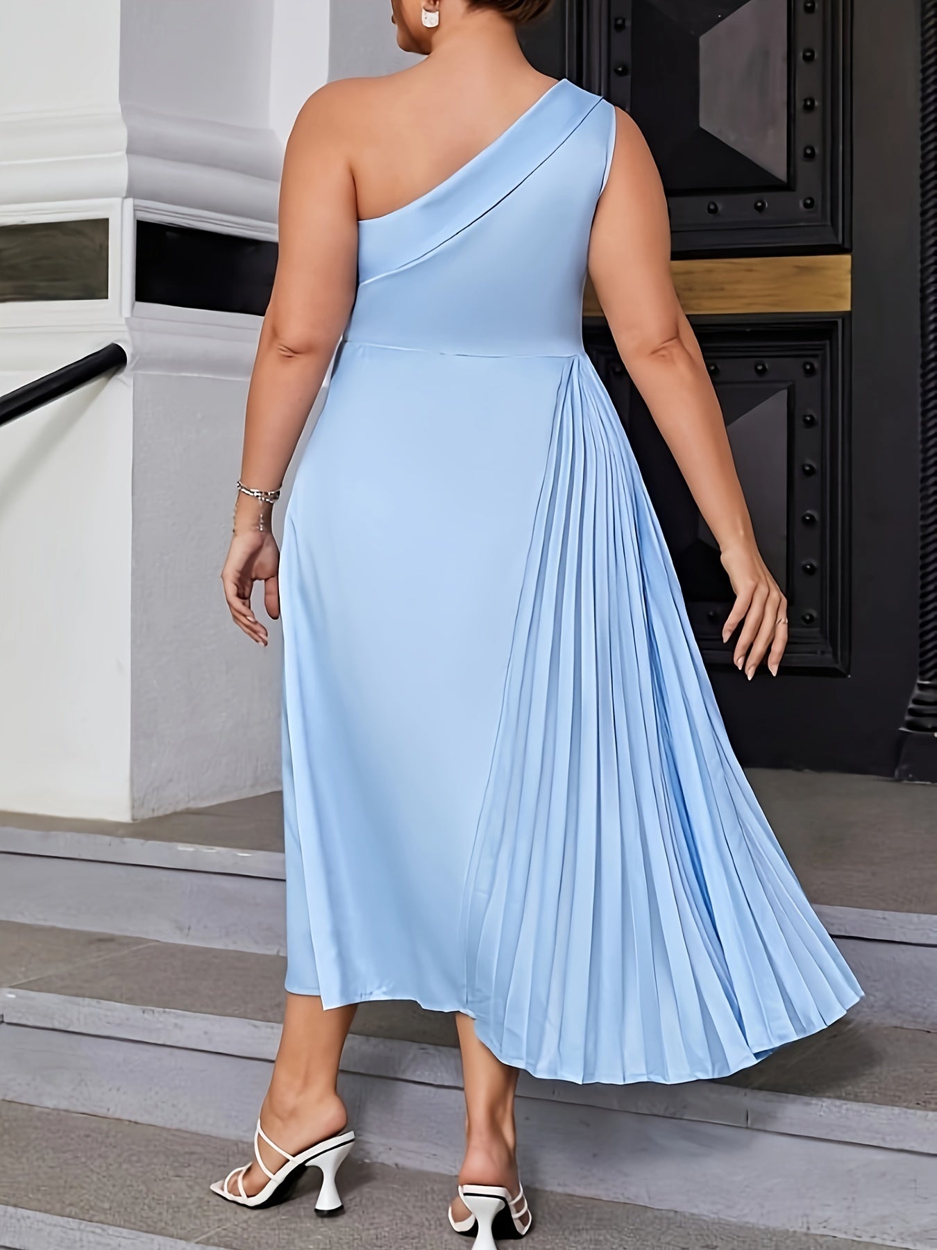  One Shoulder Pleated Bridesmaid Dress