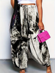  Boho Pants Women's Plus Allover Print Lantern Trousers