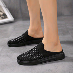 Women's Breathable Knit Mule Sneakers Lightweight Slip On Shoes