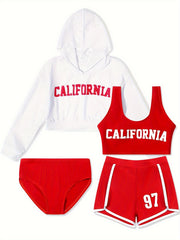 Girls CALIFORNIA Print Activewear Sets Comfy Sets For Sports