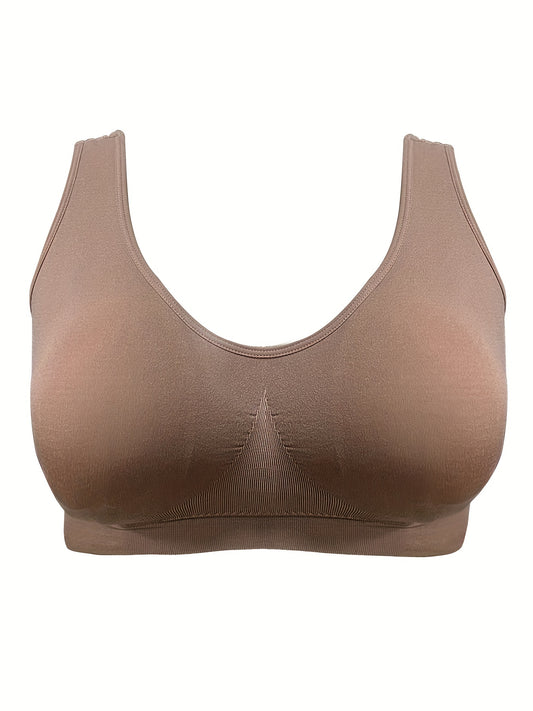 2 Pack Plus Size Sports Bra Women's Plus Solid High Stretch Breathable