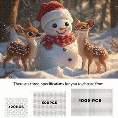 Snowman & Reindeer Jigsaw Puzzle 1000pcs Winter Scene Festive Gift