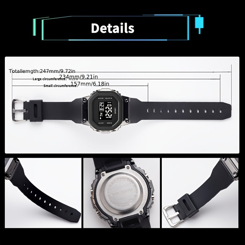 Metal Small Square Sports Waterproof Watch for Kids