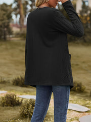  Solid Cable Long Sleeve Cardigan with Pockets