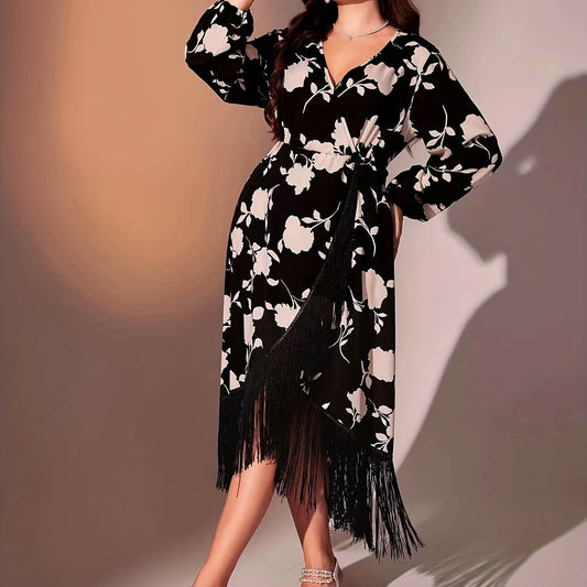 Floral Lantern Sleeve Maxi Party Dress