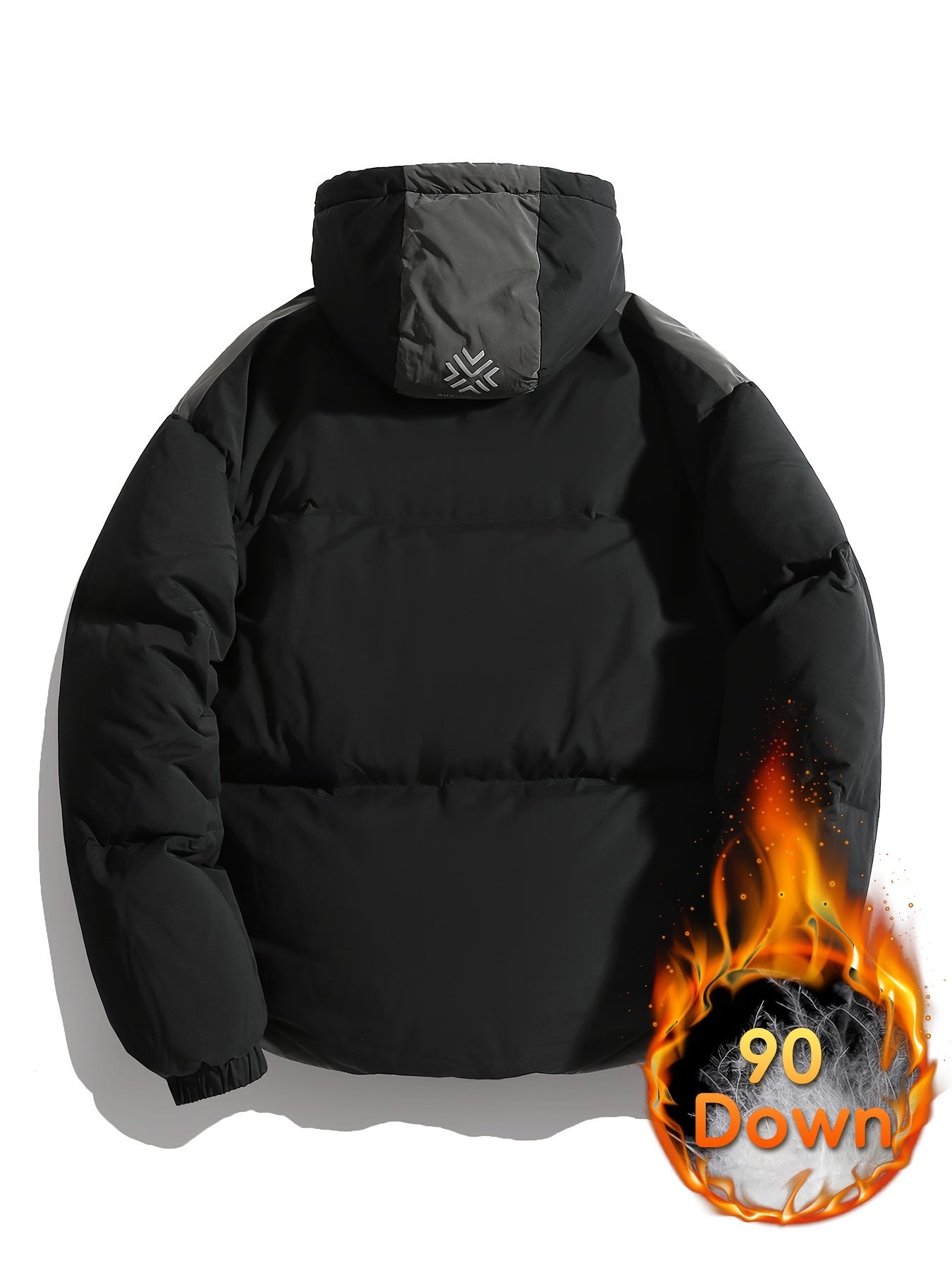 Letter Print Block Puffer Jacket Warm Winter Jacket For Outdoor Sports
