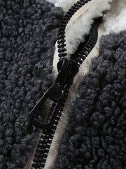 Warm Plush Fleece Jacket Men's Casual Stand Collar Coat Fall Winter