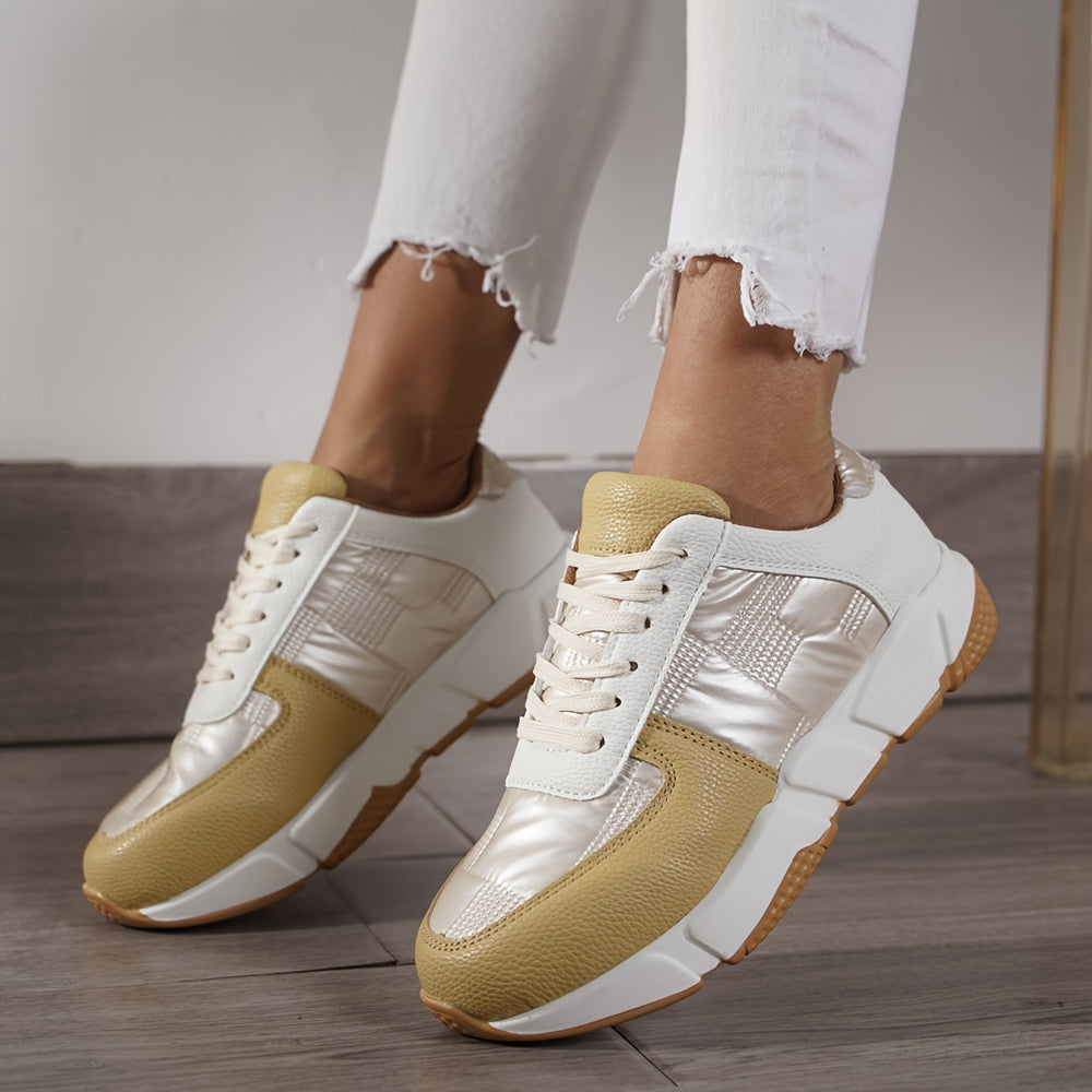 Colorblock Low Top Lace-Up Casual Shoes for Women