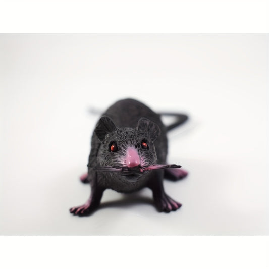 3pcs Mini Mouse Pups Realistic Plastic Toys Grey Fur Pink Accents Glowing Eyes