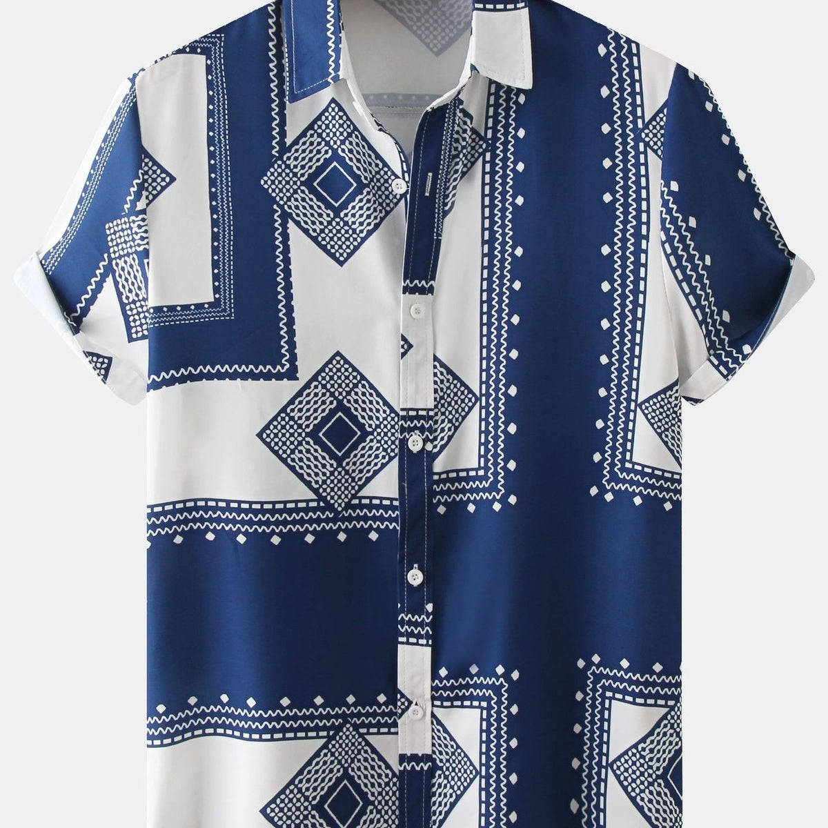 Men's Floral Shirt Casual Slim Short Sleeve Shirt