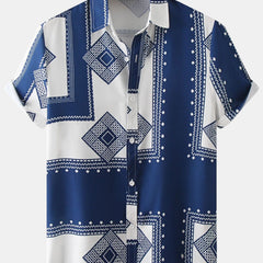 Men's Floral Shirt Casual Slim Short Sleeve Shirt