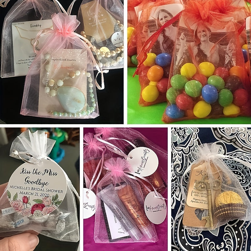30pcs 18 X 13 Cm Pink Organza Mesh Bags for Wedding Gift, Parties, Festivals