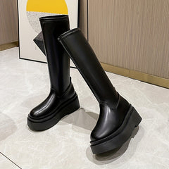 Women's Stretchy Platform Knee High Boots