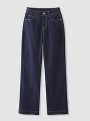  Solid Button Fly Straight Leg Jeans