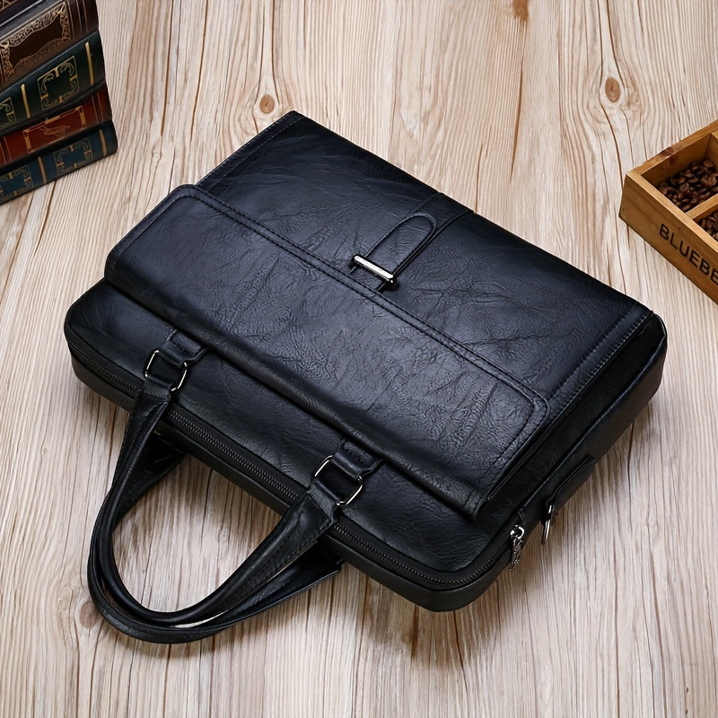 Retro Waterproof Briefcase With Handle & Strap Laptop Sleeve Bag