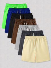 Men's Comfy Beach Shorts Solid Elastic Waist Drawstring Active Shorts