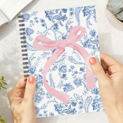Pink Bow Tie Spiral Notebook Floral 100 Pages Perfect Gift