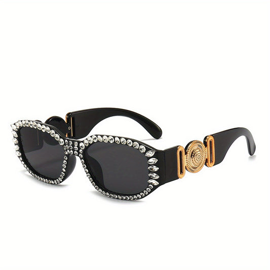 Y2K Retro Square Sunglasses Rhinestone Candy UV400 Shades Decorative Glasses