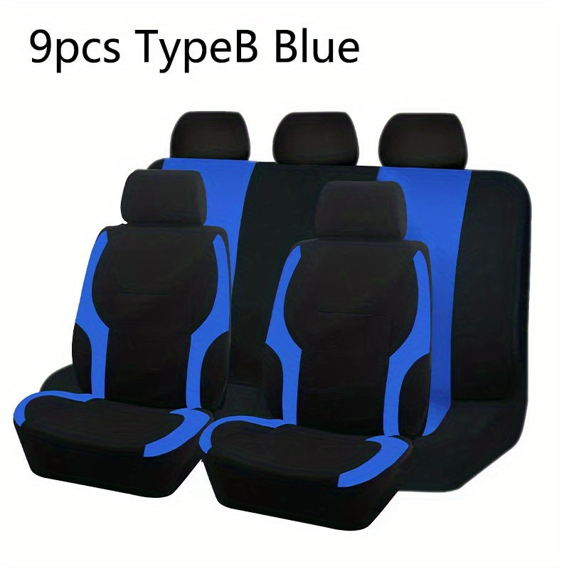 9pcs All Purpose Car Seat Cover Mesh Cloth Car Interior Five Seat Cover