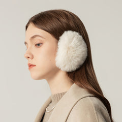 Women's Plush Rabbit Fur Earmuffs Beige