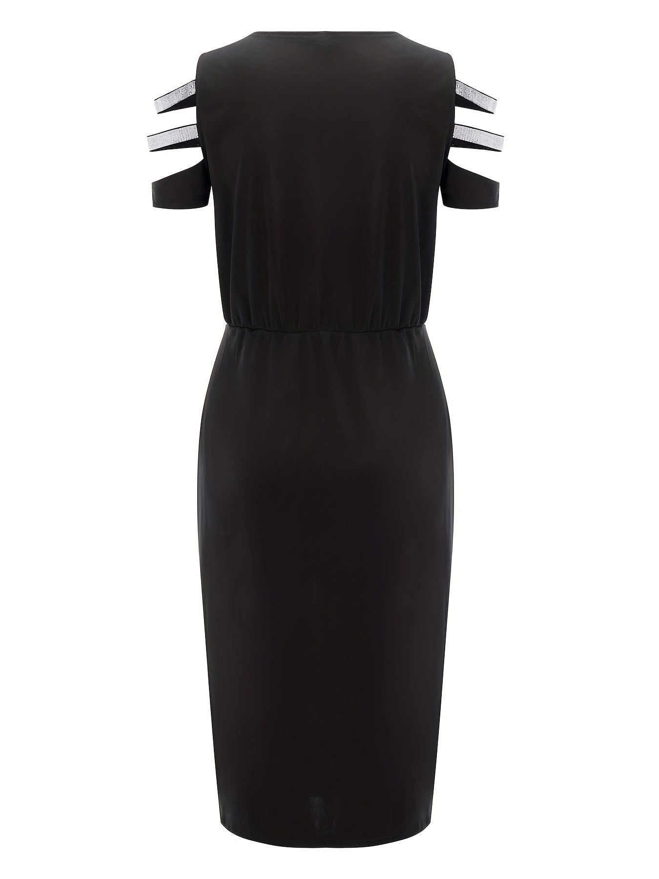 Solid Cut Out Dress Zipper Ruched Bodycon Summer Dress Women's Clothing
