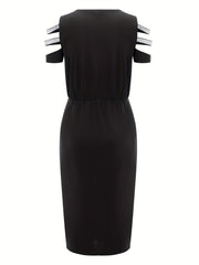 Solid Cut Out Dress Zipper Ruched Bodycon Summer Dress Women's Clothing