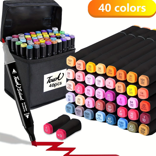 Dual Tip Sketching Markers Set 40 Colors Brush Pen Fine Tip Pens Quickdrying Ink