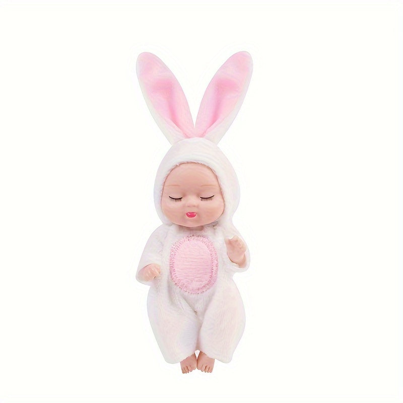 6 Cute Cartoon Stuffed Animal Dolls + Realistic Girl Doll Set