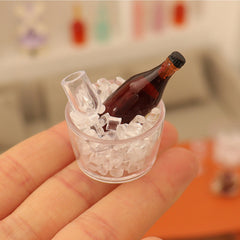 Dollhouse Bar Beer & Wine Display with Ice Blocks & Pineapple Model