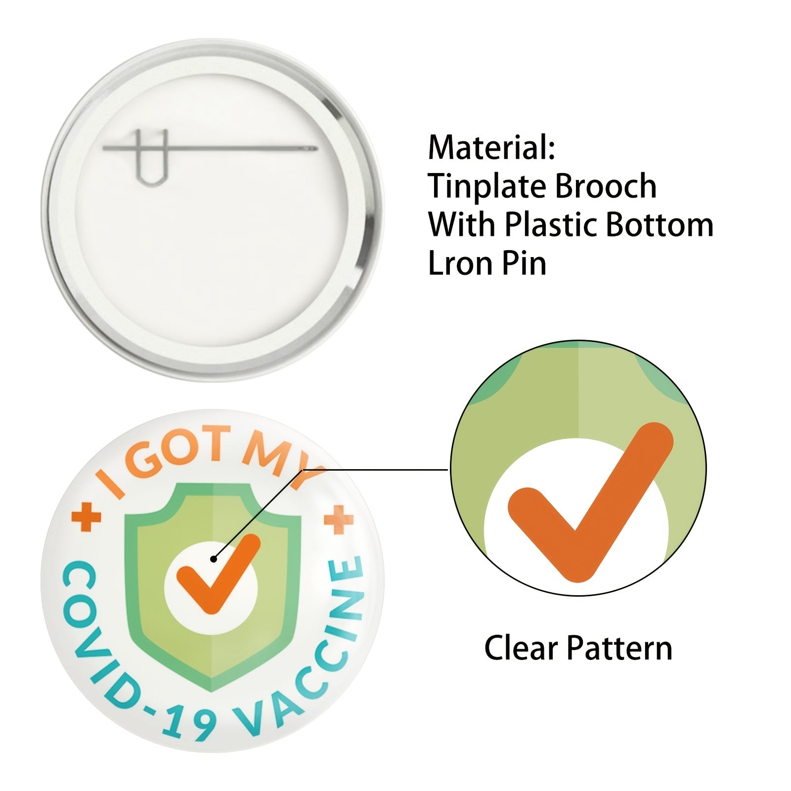 9 Pcs COVID 19 Vaccine Buttons For Men's Women's Brooches