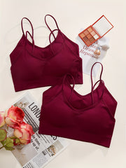 4pcs Ribbed Wireless Bras Comfort & Breathable Intimates