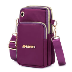Women's Crossbody Bag with Zipper, Nylon Storage for Coin & Earphone
