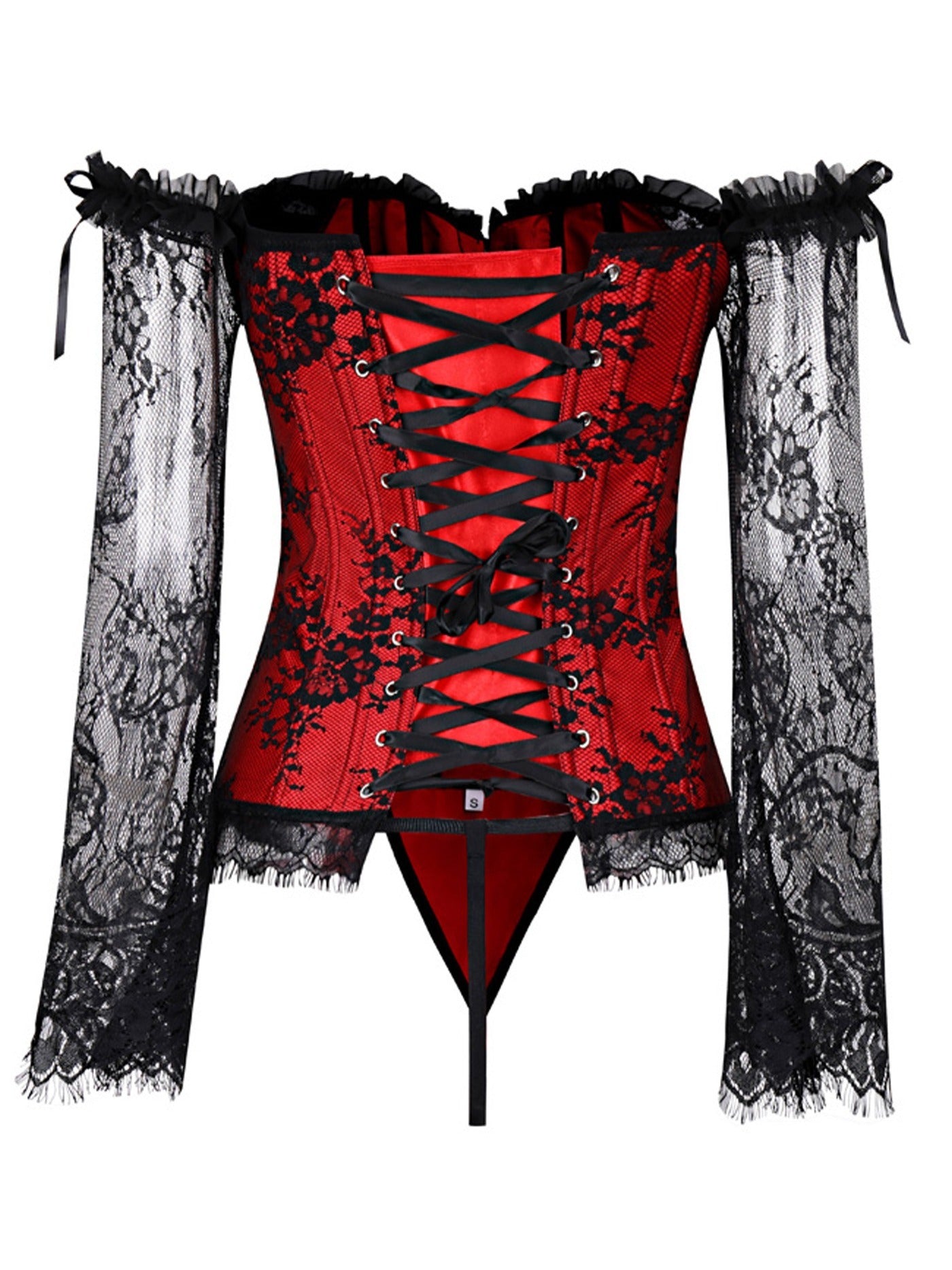 Off Shoulder Lace Corset Dress w High Low Skirt Halloween Costume