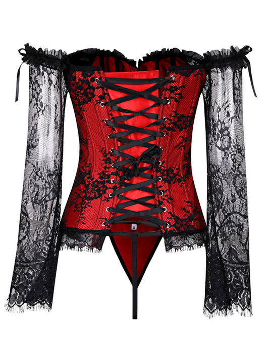 Off Shoulder Lace Corset Dress w High Low Skirt Halloween Costume