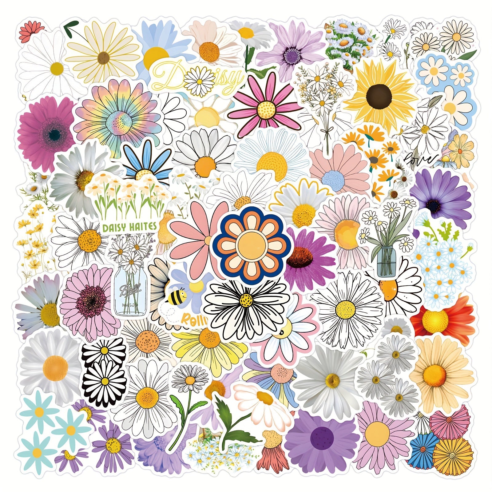 Whimsical Daisy & Wildflower Vinyl Sticker Pack